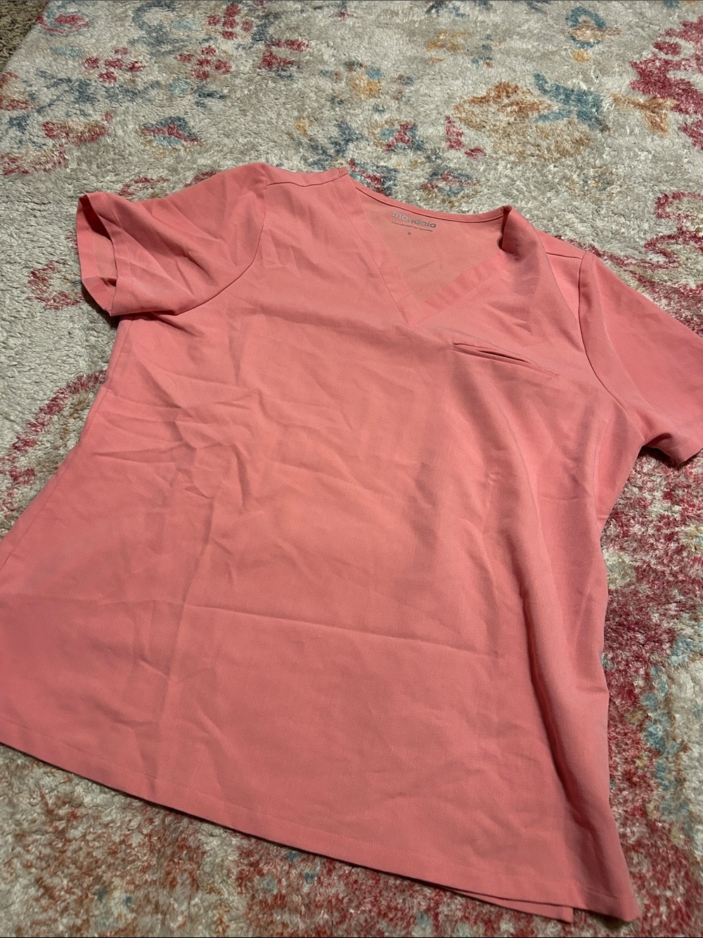 Coral V-Neck mandala scrub top